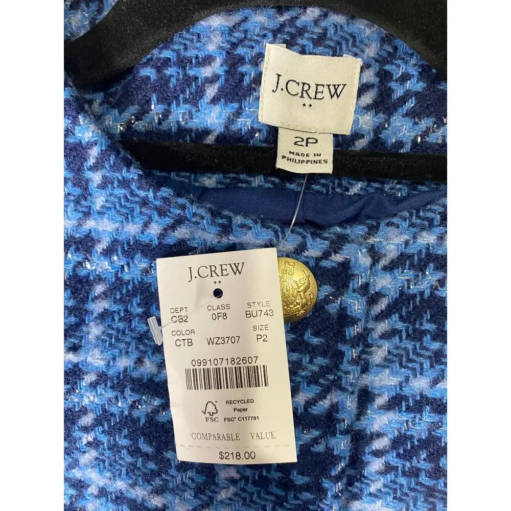 NWT J. CREW JACKET LADY BLAZER BLUE GOLD TWEED CLASSIC PREPPY WORK OFFICE CASUAL - Picture 8 of 16